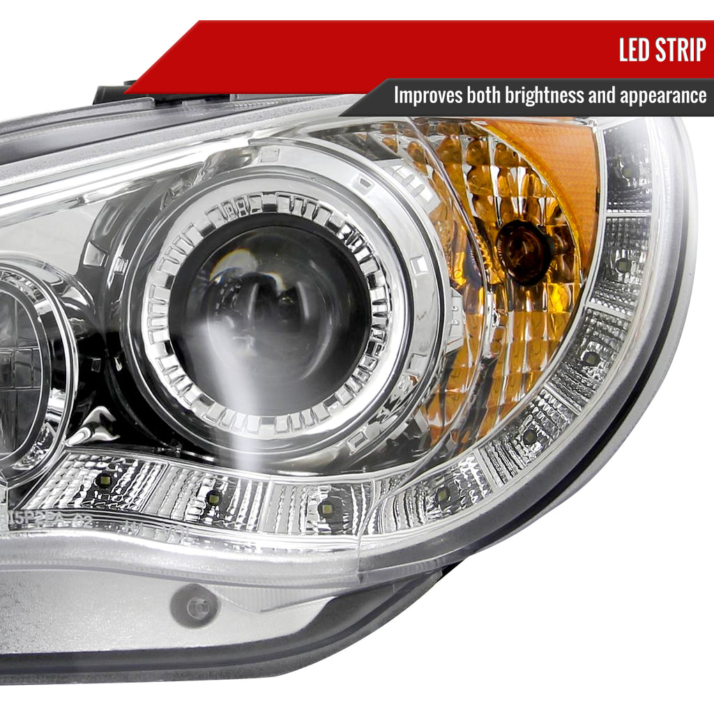 2006-2007 Subaru Impreza WRX/STI Projector Headlights w/ LED Light Strip (Chrome Housing/Clear Lens)