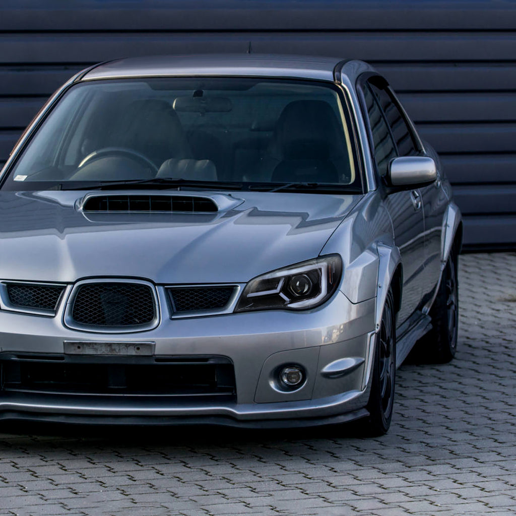 2006-2007 Subaru Impreza WRX STI LED Bar Sequential Turn Signal Projector Headlights (Glossy Black Housing/Clear Lens)