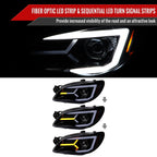2006-2007 Subaru Impreza WRX STI LED Bar Sequential Turn Signal Projector Headlights (Glossy Black Housing/Smoke Lens)