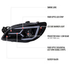 2006-2007 Subaru Impreza WRX STI LED Bar Sequential Turn Signal Projector Headlights (Glossy Black Housing/Smoke Lens)
