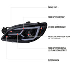 2006-2007 Subaru Impreza WRX STI LED Bar Sequential Turn Signal Projector Headlights (Glossy Black Housing/Smoke Lens)
