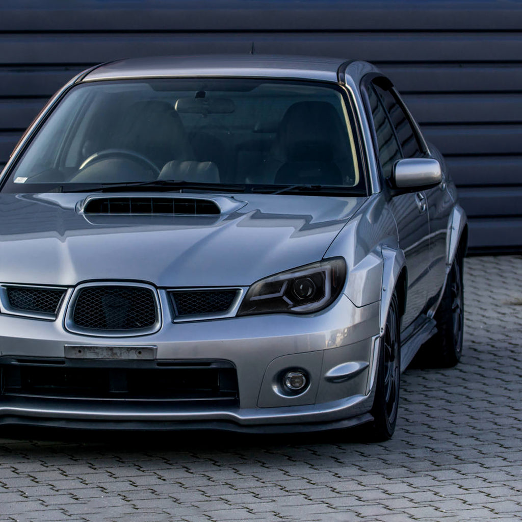 2006-2007 Subaru Impreza WRX STI LED Bar Sequential Turn Signal Projector Headlights (Glossy Black Housing/Smoke Lens)