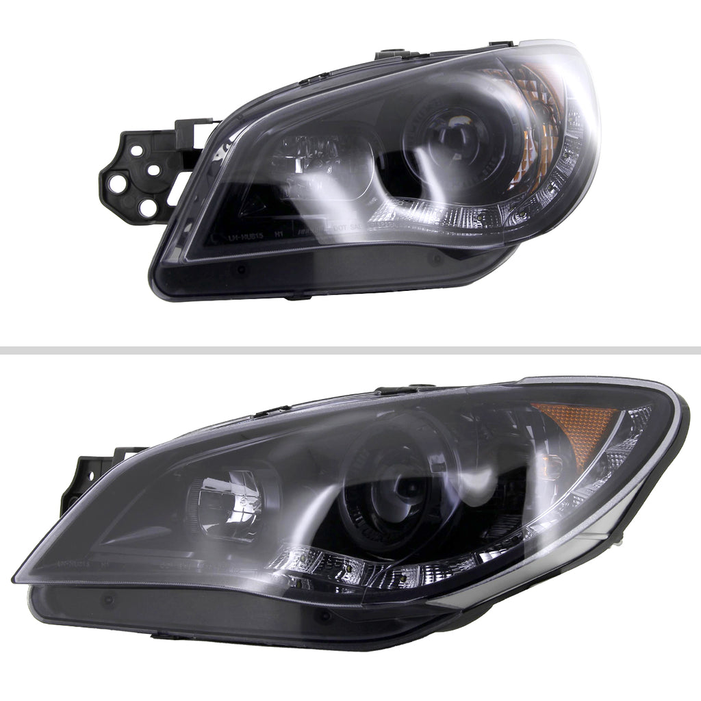 2006-2007 Subaru Impreza WRX/STI Projector Headlights w/ LED Light Strip (Glossy Black Housing/Smoke Lens)