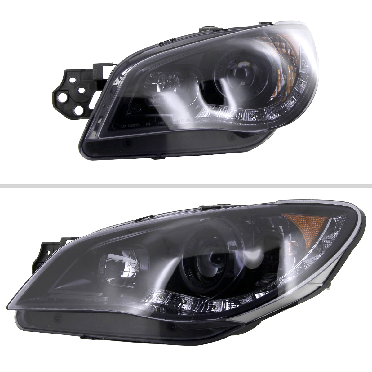 2006-2007 Subaru Impreza WRX/STI Projector Headlights w/ LED Light Strip (Glossy Black Housing/Smoke Lens)