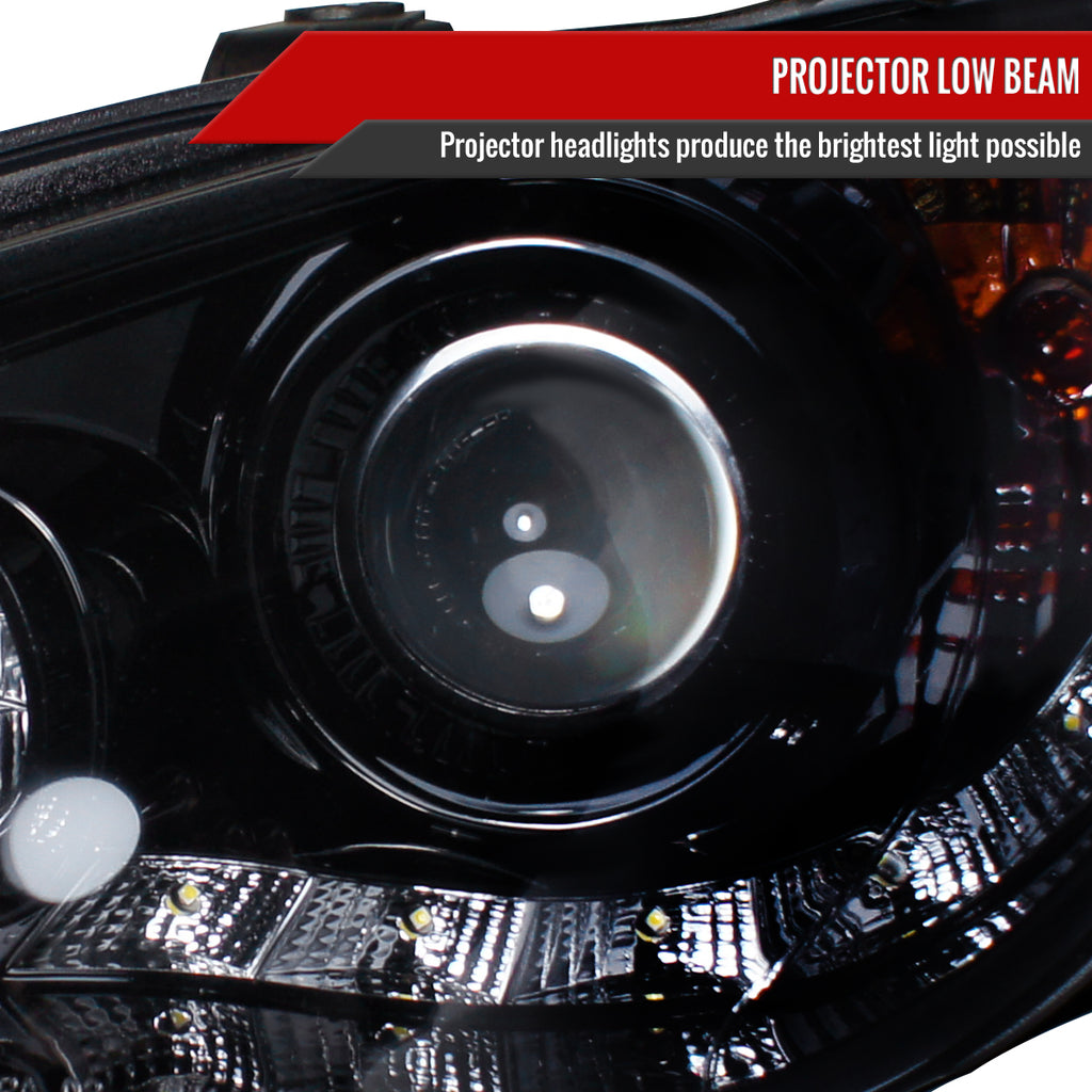2006-2007 Subaru Impreza WRX/STI Projector Headlights w/ LED Light Strip (Glossy Black Housing/Smoke Lens)