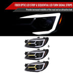 2006-2007 Subaru Impreza WRX STI LED Bar Sequential Turn Signal Projector Headlights (Matte Black Housing/Clear Lens)