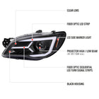 2006-2007 Subaru Impreza WRX STI LED Bar Sequential Turn Signal Projector Headlights (Matte Black Housing/Clear Lens)