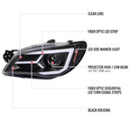 2006-2007 Subaru Impreza WRX STI LED Bar Sequential Turn Signal Projector Headlights (Matte Black Housing/Clear Lens)