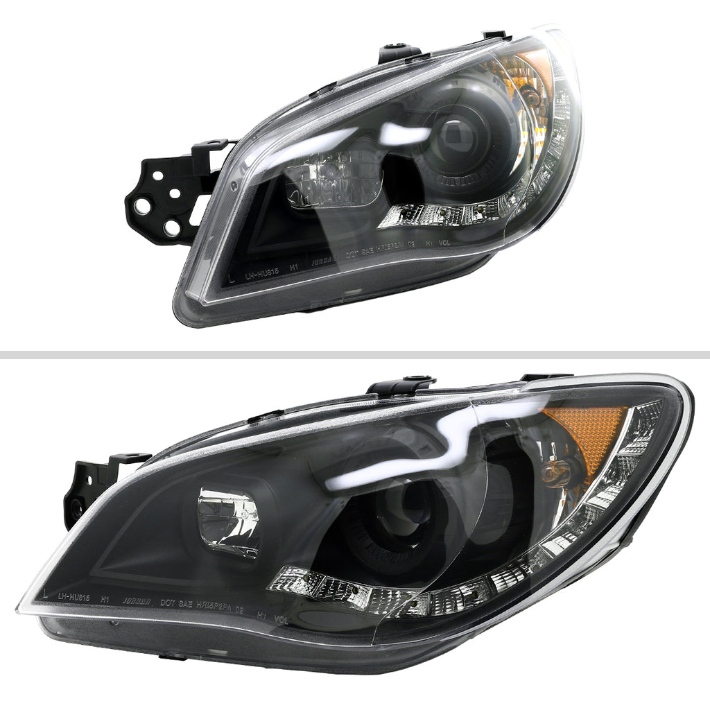 2006-2007 Subaru Impreza WRX/STI Projector Headlights w/ LED Light Strip (Matte Black Housing/Clear Lens)