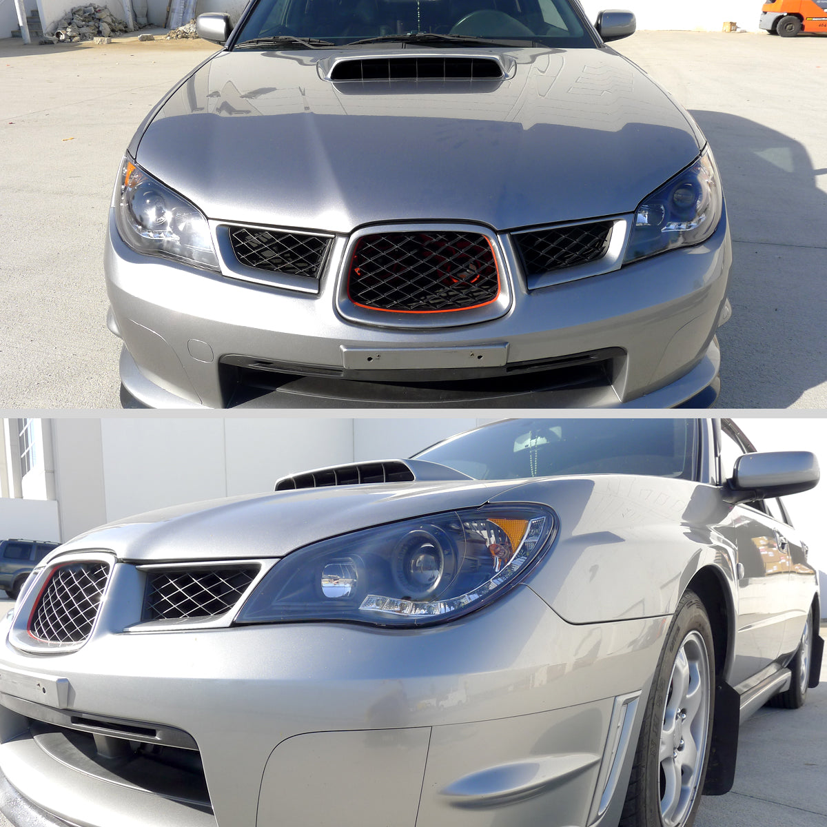 2006-2007 Subaru Impreza WRX/STI Projector Headlights w/ LED Light Strip (Matte Black Housing/Clear Lens)