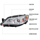 2008-2014 Subaru Impreza WRX/ 2008-2011 Outback Sport LED Bar Projector Headlights (Chrome Housing/Clear Lens)