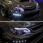 2008-2014 Subaru Impreza WRX/ 2008-2011 Outback Sport LED Bar Projector Headlights (Glossy Black Housing/Smoke Lens)