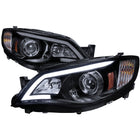 2008-2014 Subaru Impreza WRX/ 2008-2011 Outback Sport LED Bar Projector Headlights (Glossy Black Housing/Smoke Lens)
