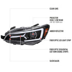 2015-2021 Subaru Impreza WRX STI LED Bar Sequential Turn Signal (Glossy Black Housing/Clear Lens)