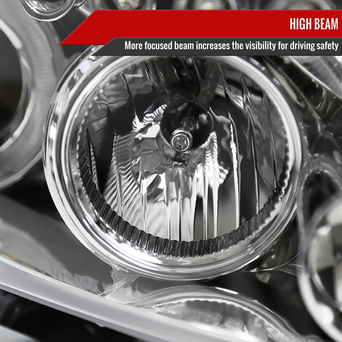 2008-2010 Scion xB Single Halo Projector Headlights (Chrome Housing/Clear Lens)