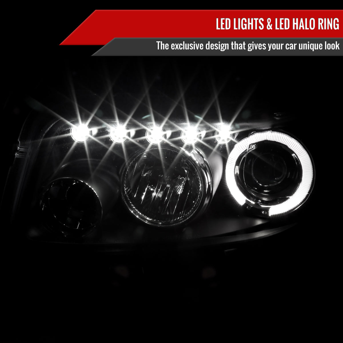 2008-2010 Scion xB Single Halo Projector Headlights (Matte Black Housing/Clear Lens)