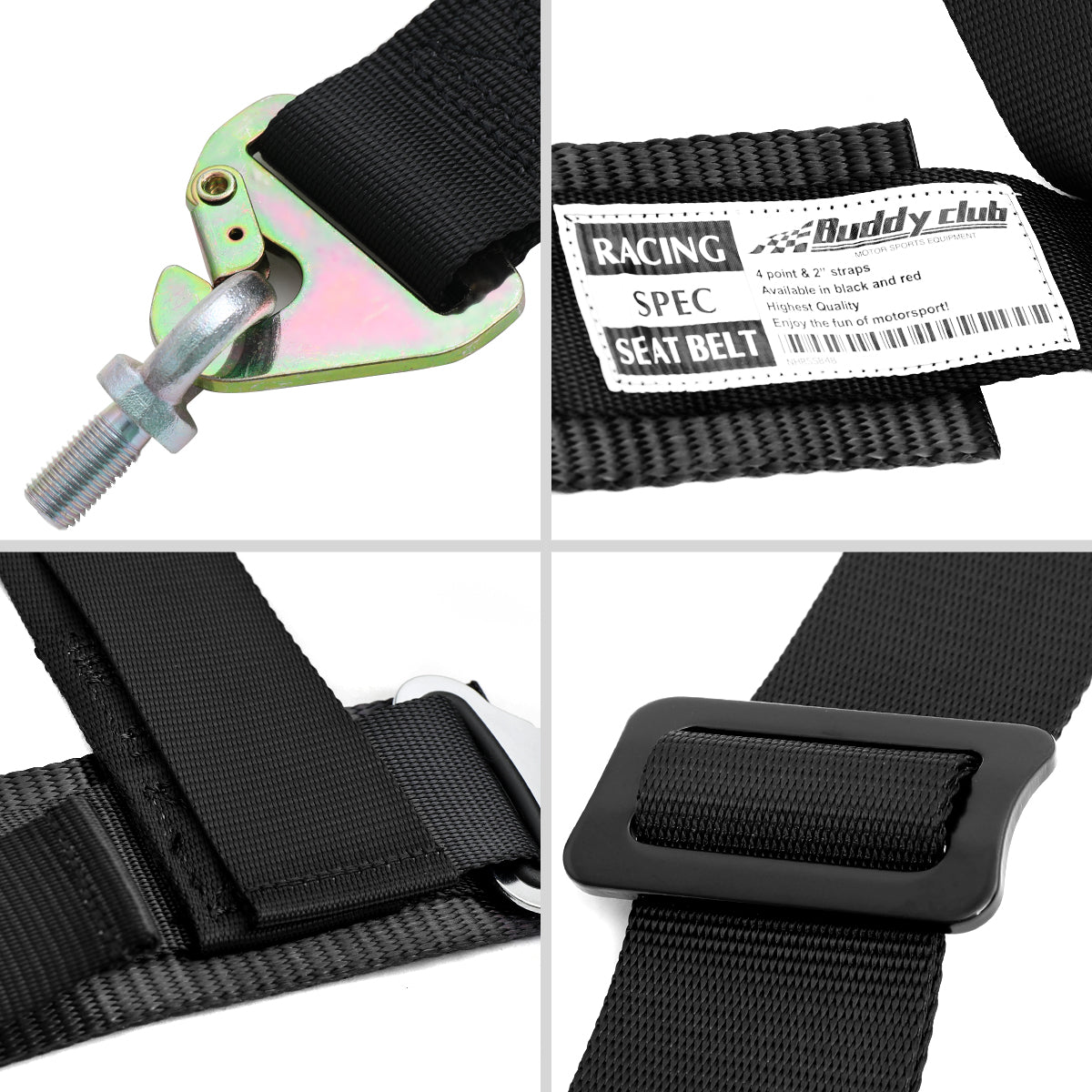 Buddy Club Black Racing Spec 4 Point Seat Harness