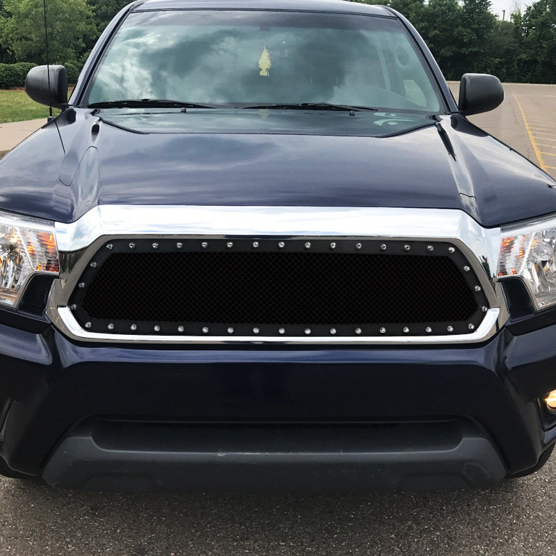 2012-2015 Toyota Tacoma Rivet Style Black Stainless Steel Mesh Grille Insert