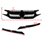 2016-2018 Honda Civic FK8 TR Style Glossy Black ABS Mesh Grille w/ Eyebrows