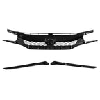 2016-2018 Honda Civic FK8 TR Style Glossy Black ABS Mesh Grille w/ Eyebrows