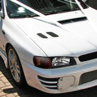 1995-2001 Subaru Impreza Factory Style Crystal Headlights w/ Amber Lens Corner Signal Lights (Matte Black Housing / Clear Lens)