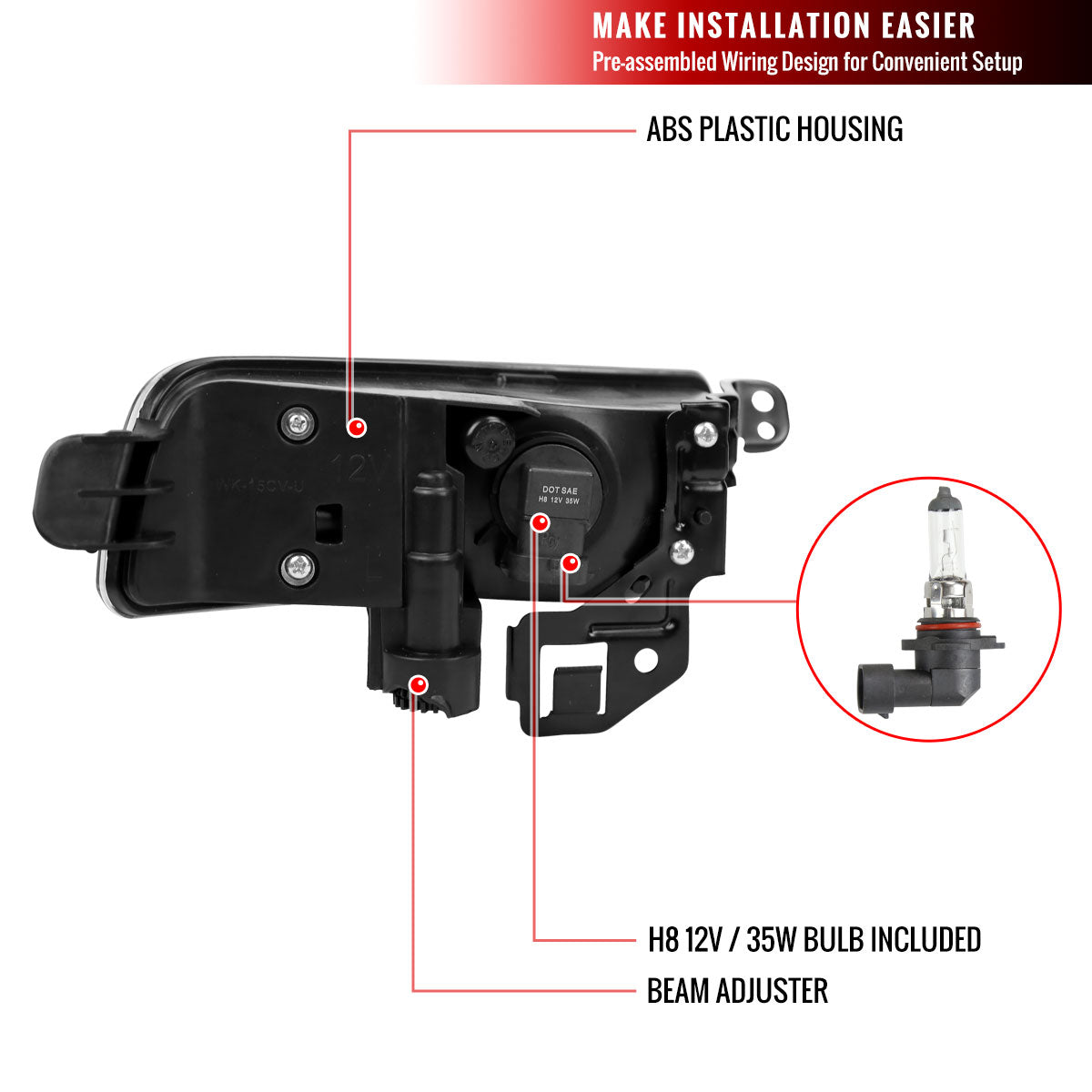 2015-2016 Honda CR-V H8 Fog Lights w/ Switch & Wiring Harness (Chrome Housin/Clear Lens)
