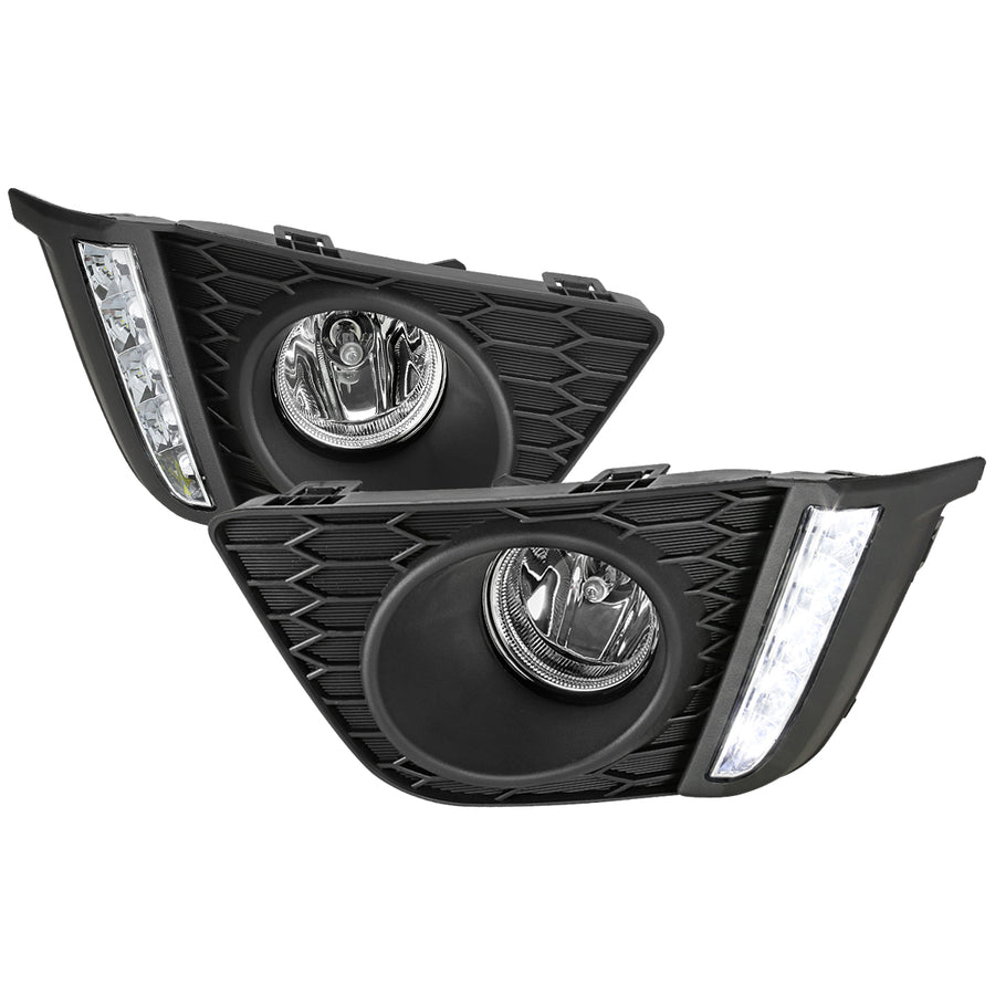 2015-2017 Honda Fit 12V/55W H11 Fog Lights w/ LED Light Strip (Chrome Housing/Clear Lens)