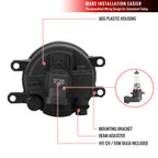 2008-2011 Toyota Highlander H11 Fog Lights Kit w/ Switch & Wiring Harness (Chrome Housing/Clear Lens)