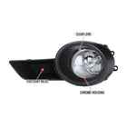 2008-2011 Toyota Highlander 12V/55W H11 Fog Lights Kit (Chrome Housing/Clear Lens)
