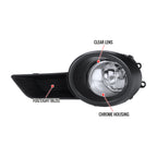 2008-2011 Toyota Highlander 12V/55W H11 Fog Lights Kit (Chrome Housing/Clear Lens)