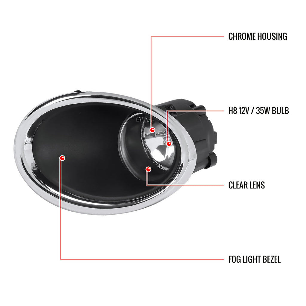 2017-2018 Nissan Rogue Sport H11 Fog Lights Kit (Chrome Housing/Clear Lens)