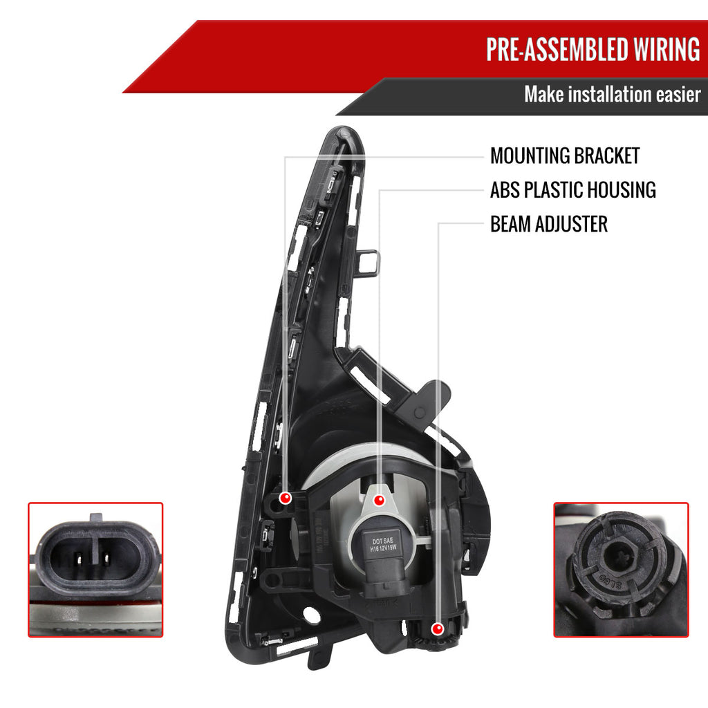 2018-2019 Toyota Yaris H16 Fog Lights Kit (Chrome Housing/Clear Lens)