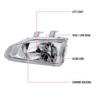 1992-1995 Honda Civic Factory Style Crystal Headlights (Chrome Housing / Clear Lens)