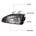 1992-1995 Honda Civic Factory Style Crystal Headlights (Matte Black Housing / Clear Lens)