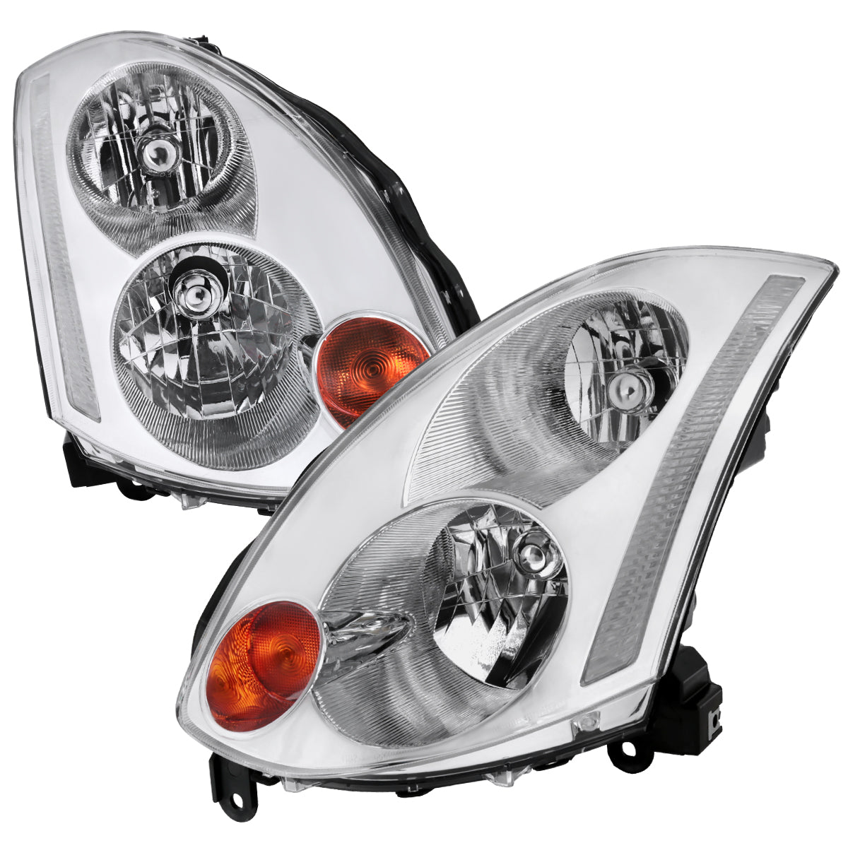2003-2005 Infiniti G35 Coupe Factory Style Headlights (Chrome Housing / Clear Lens)