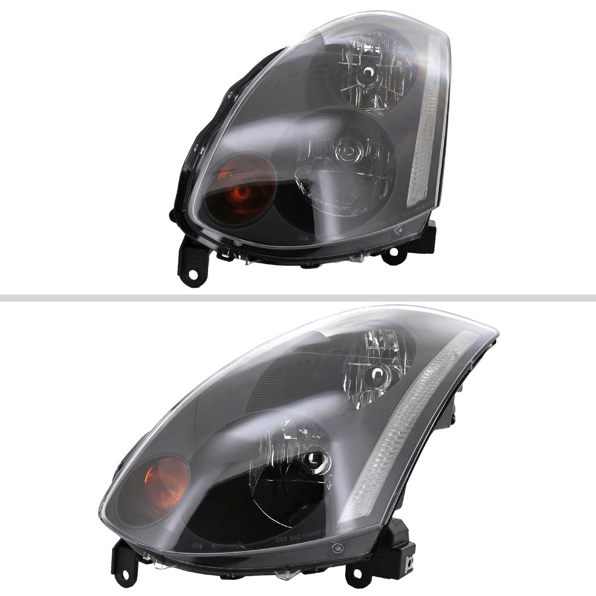 2003-2005 Infiniti G35 Coupe Factory Style Headlights (Matte Black Housing / Clear Lens)