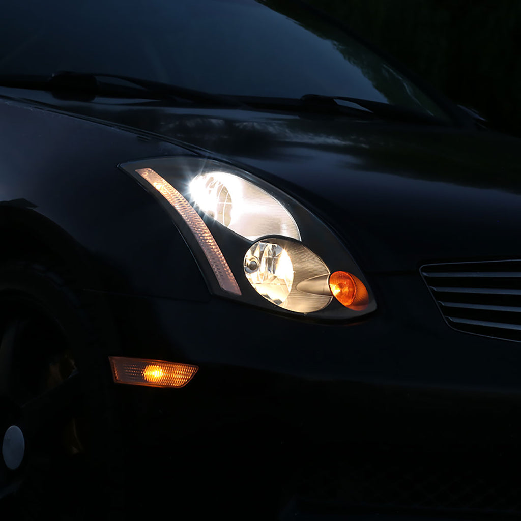 2003-2005 Infiniti G35 Coupe Factory Style Headlights (Matte Black Housing/Clear Lens)