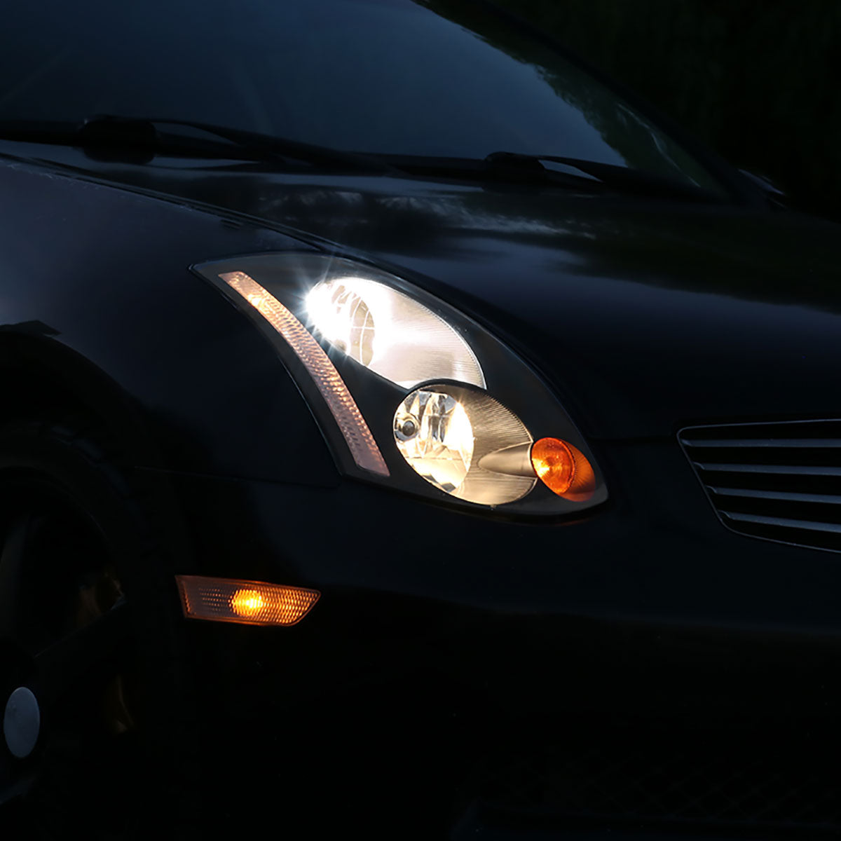 2003-2005 Infiniti G35 Coupe Factory Style Headlights (Matte Black Housing/Clear Lens)