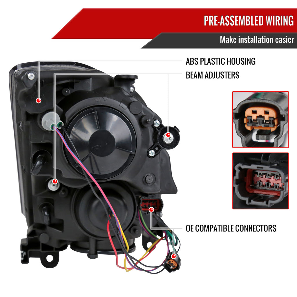2003-2005 Infiniti G35 Coupe Factory Style Headlights (Matte Black Housing/Clear Lens)