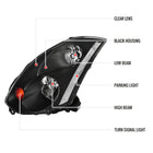 2003-2005 Infiniti G35 Coupe Factory Style Headlights (Matte Black Housing / Clear Lens)