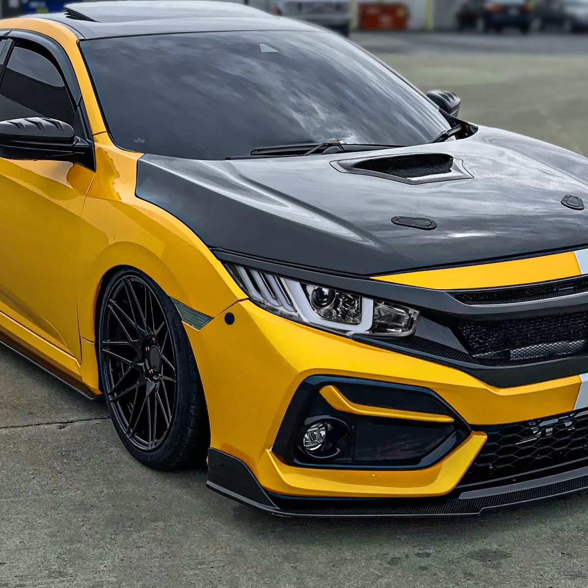2016-2021 Honda Civic Full LED Projector Headlights w/ Switcback Sequential Turn Signal (Chrome Housing/Clear Lens)