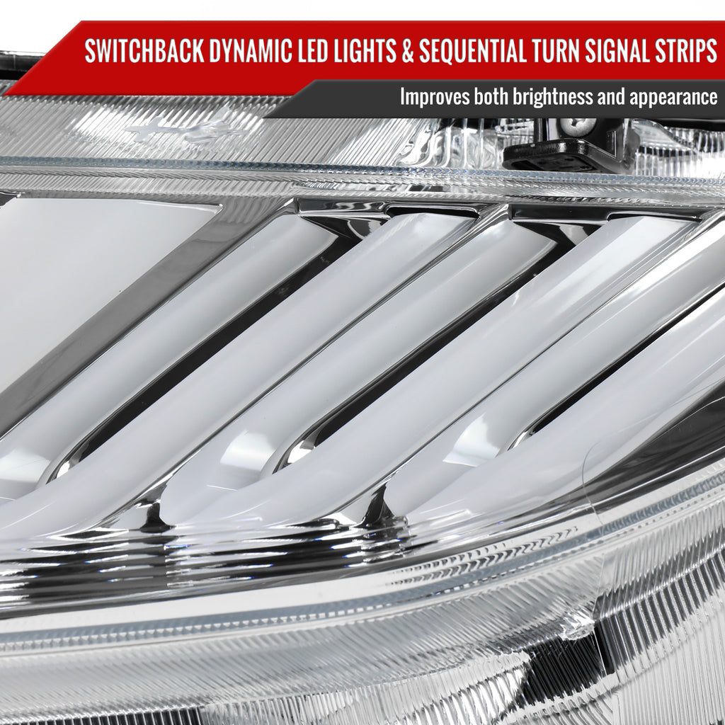 2016-2021 Honda Civic LED Headlights w/ LED Switchback Sequential Turn Signal (Chrome Housing/Clear Lens)