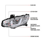 2016-2021 Honda Civic LED Headlights w/ LED Switchback Sequential Turn Signal (Chrome Housing/Clear Lens)
