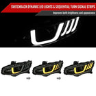 2016-2021 Honda Civic LED Headlights w/ LED Switchback Sequential Turn Signal (Matte Black Housing/Smoke Lens)