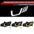 2016-2021 Honda Civic LED Headlights w/ LED Switchback Sequential Turn Signal (Matte Black Housing/Smoke Lens)