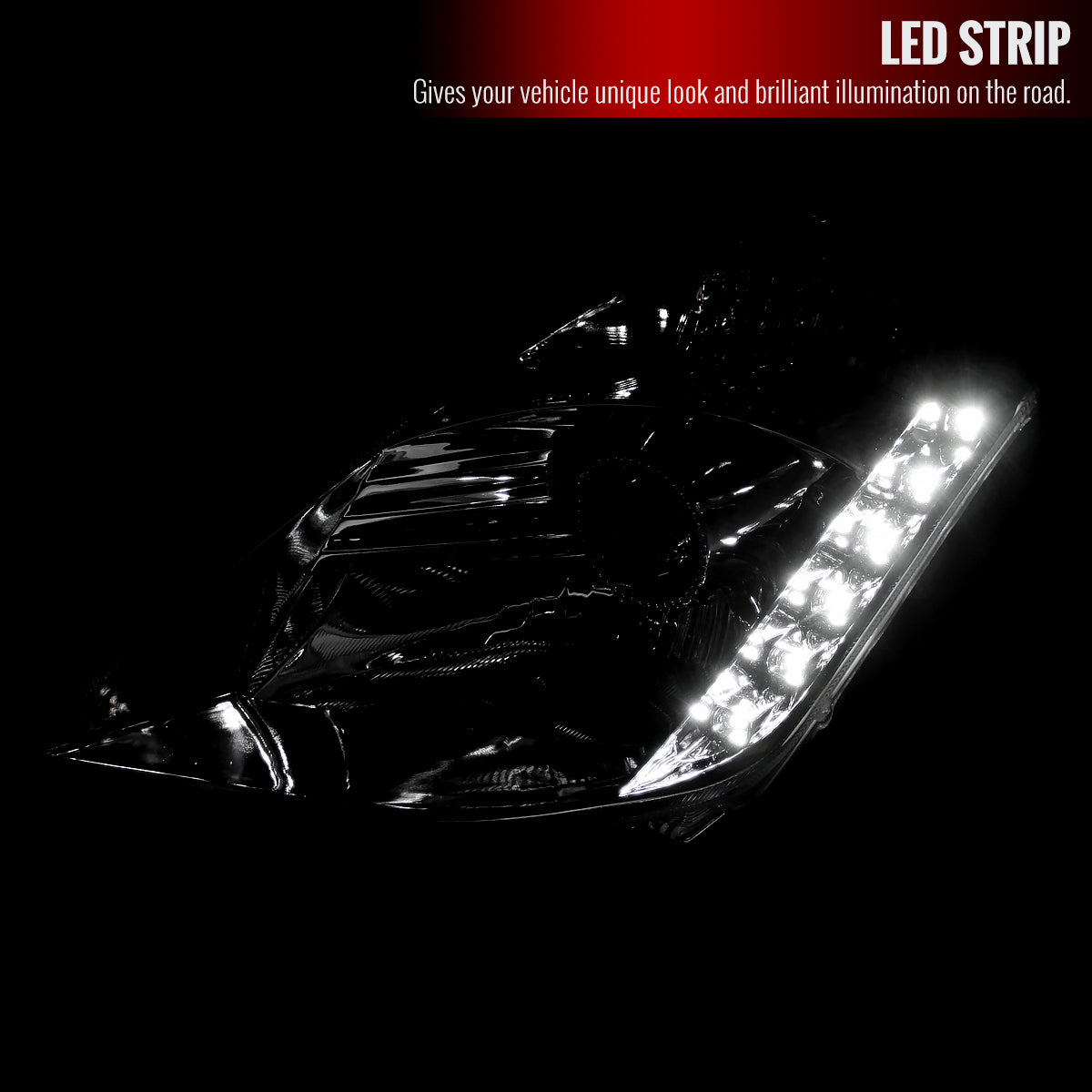 2003-2005 Nissan 350Z SMD LED Light Strip Projector Headlights - Chrome/Clear Lens