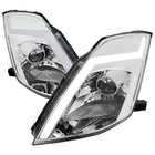 2003-2005 Nissan 350Z Switchback Sequential Turn Signal Animated LED Bar Projector Headlights (Chrome Housing/Clear Lens)