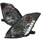 2003-2005 Nissan 350Z SMD LED Light Strip Projector Headlights - Chrome/Smoke Lens