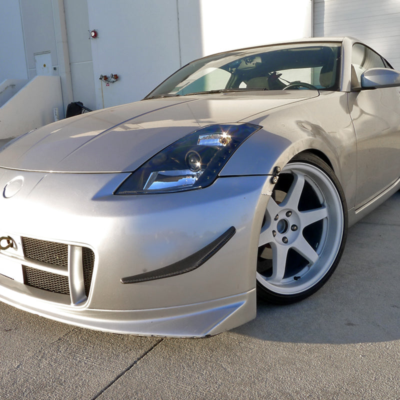 2003-2005 Nissan 350Z SMD LED Light Strip Projector Headlights - Matte Black/Clear Lens