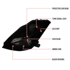 2003-2005 Nissan 350Z SMD LED Light Strip Projector Headlights - Matte Black/Smoke Lens